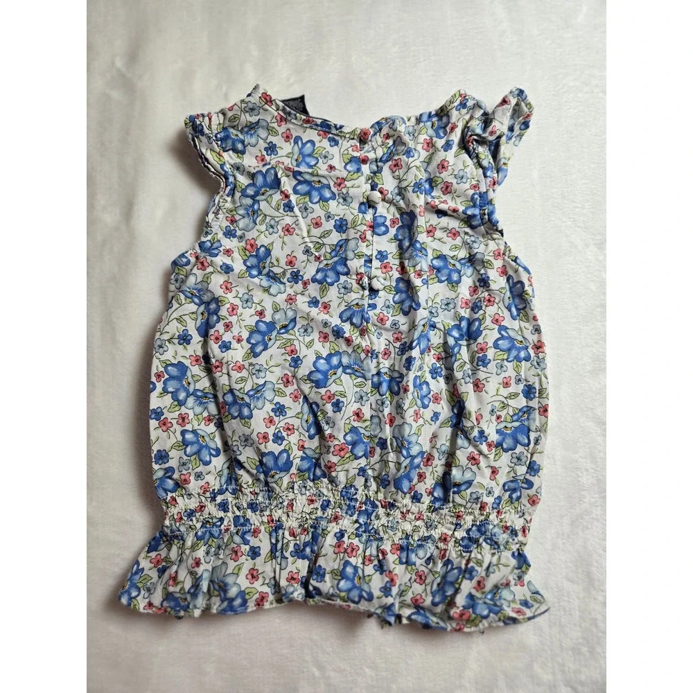 Ralph Lauren Girls 3T Ruffle‎ Smocked Cotton Sleeveless Top Preppy Shabby Chic